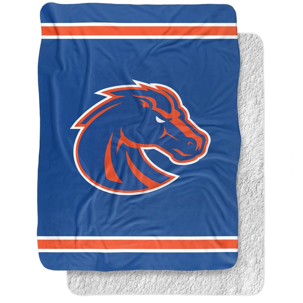 Boise State University Blanket, 60"x80" Primary Logo, Silky Touch Sherpa Back Super Soft Throw Blanket