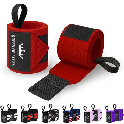 TECEUM Weightlifting Wrist Wraps with Thumb Loop Red Queen of Lifts 12 inch Heavy-Duty Workout Wrist Support & Protection Ideal for Powerlifting, Strength Training, Bodybuilding