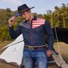 COOFANDY Country Western Shirts for Men American Flag Apparel Long Sleeve Cowboy Button Down Patriotic USA Navy Blue view 3