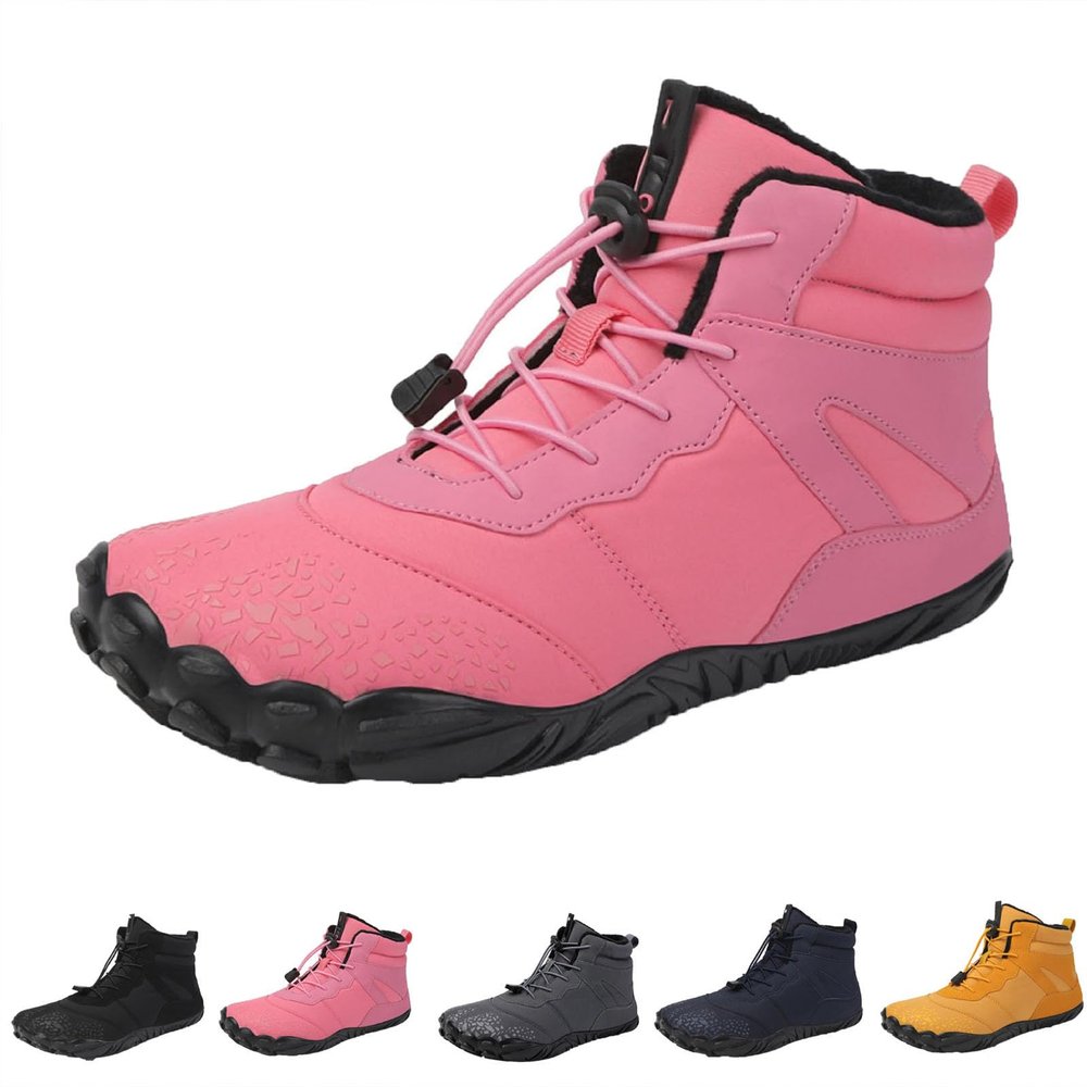 Hike Barefoot Footwear Womens Men, Non-Slip Winter Shoe with Wide Toe Box Waterproof Boots (Pink, Adult, Women, 13, Numeric, US Footwear Size System, Medium)