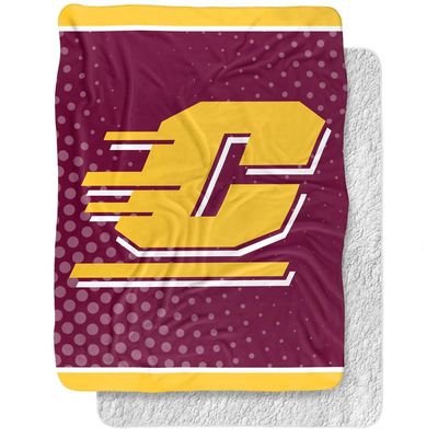 Central Michigan University Blanket, 60"x80" Logo Dots Silky Touch Sherpa Back Super Soft Throw Blanket