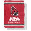Ball State University Blanket, 60"x80" Primary Logo Stripes Silky Touch Sherpa Back Super Soft Throw Blanket view 1