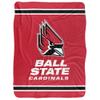 Ball State University Blanket, 60"x80" Primary Logo Stripes Silky Touch Sherpa Back Super Soft Throw Blanket view 2