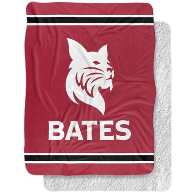 Bates College Blanket, 60"x80" Primary Logo Stripes Silky Touch Sherpa Back Super Soft Throw Blanket
