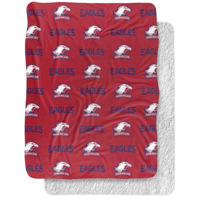 American University Blanket, 60"x80" Logo Pattern Silky Touch Sherpa Back Super Soft Throw Blanket