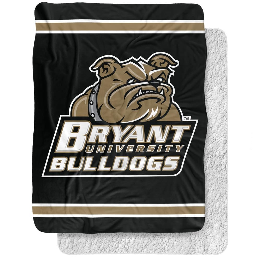 Bryant University Blanket, 60"x80" Primary Logo Stripes Silky Touch Sherpa Back Super Soft Throw Blanket