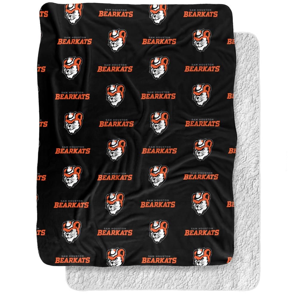 Sam Houston State University Blanket, 60"x80" Logo Pattern Silky Touch Sherpa Back Super Soft Throw Blanket