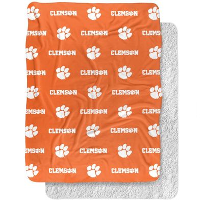 Clemson University Blanket, 60"x80" Logo Pattern,Silky Touch Sherpa Back Super Soft Throw Blanket