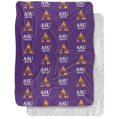Alcorn State University Blanket, 60"x80" Logo Pattern Silky Touch Sherpa Back Super Soft Throw Blanket