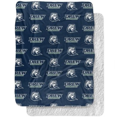 Drew University Blanket, 60"x80" Logo Pattern Silky Touch Sherpa Back Super Soft Throw Blanket