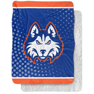 Houston Christian University Huskies Logo Dots, 60"x80" Silky Touch Sherpa Back Super Soft Throw Blanket