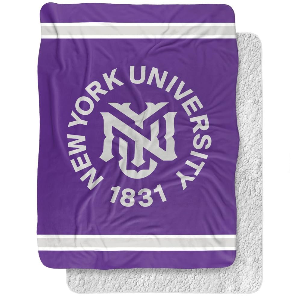 New York University Blanket, 60"x80" Primary Logo, Silky Touch Sherpa Back Super Soft Throw Blanket