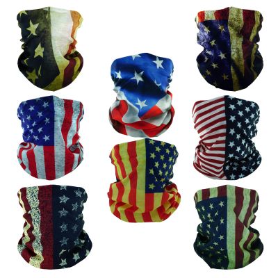 SMEHCF 8 Multipurpose Bandanas for Women Men Headband Balaclava Hair Head Scarf Face Half Airsoft Paintball Mask Neck Gaiters Breathable Reusable Washable Retro US Flag