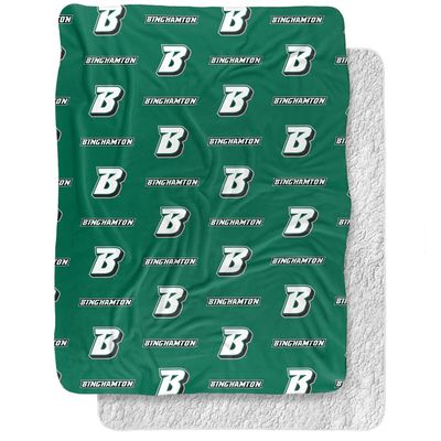 Binghamton University Blanket, 60"x80" Logo Pattern Silky Touch Sherpa Back Super Soft Throw Blanket