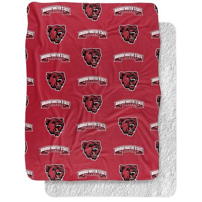 Bridgewater State University Blanket, 60"x80" Logo Pattern Silky Touch Sherpa Back Super Soft Throw Blanket