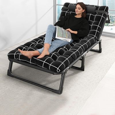 GYMNASTIKA Upgraded Heavy Duty Camping Cot, Outdoor Portable Lounge Chair Adjustable 4-Position Reclining Folding Chaise Sleeping Bed Cots for Office Home Nap Camping Travel - 440 LBS (3-5 Days)