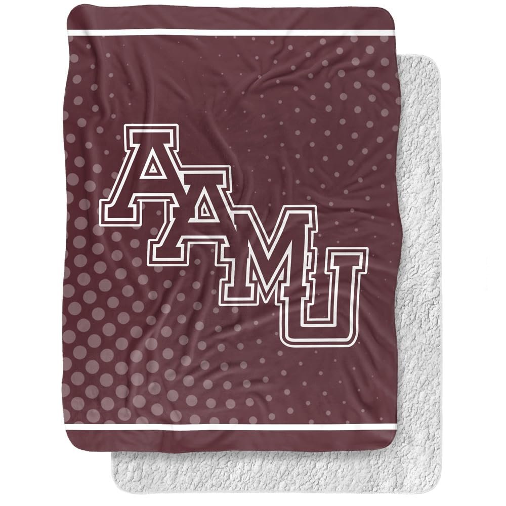 Alabama A & M University Blanket, 60"x80" Logo Dots Silky Touch Sherpa Back Super Soft Throw Blanket