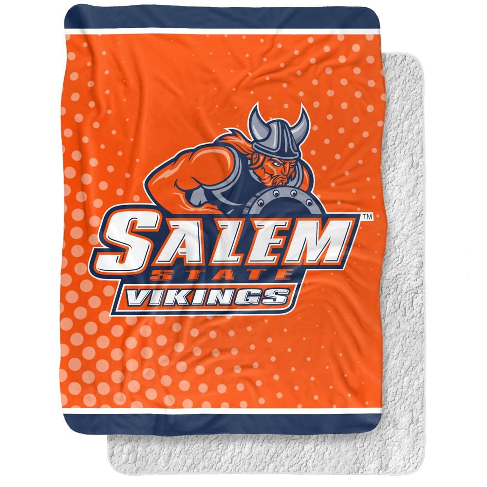 Salem State University Blanket, 60"x80" Logo Dots Silky Touch Sherpa Back Super Soft Throw Blanket