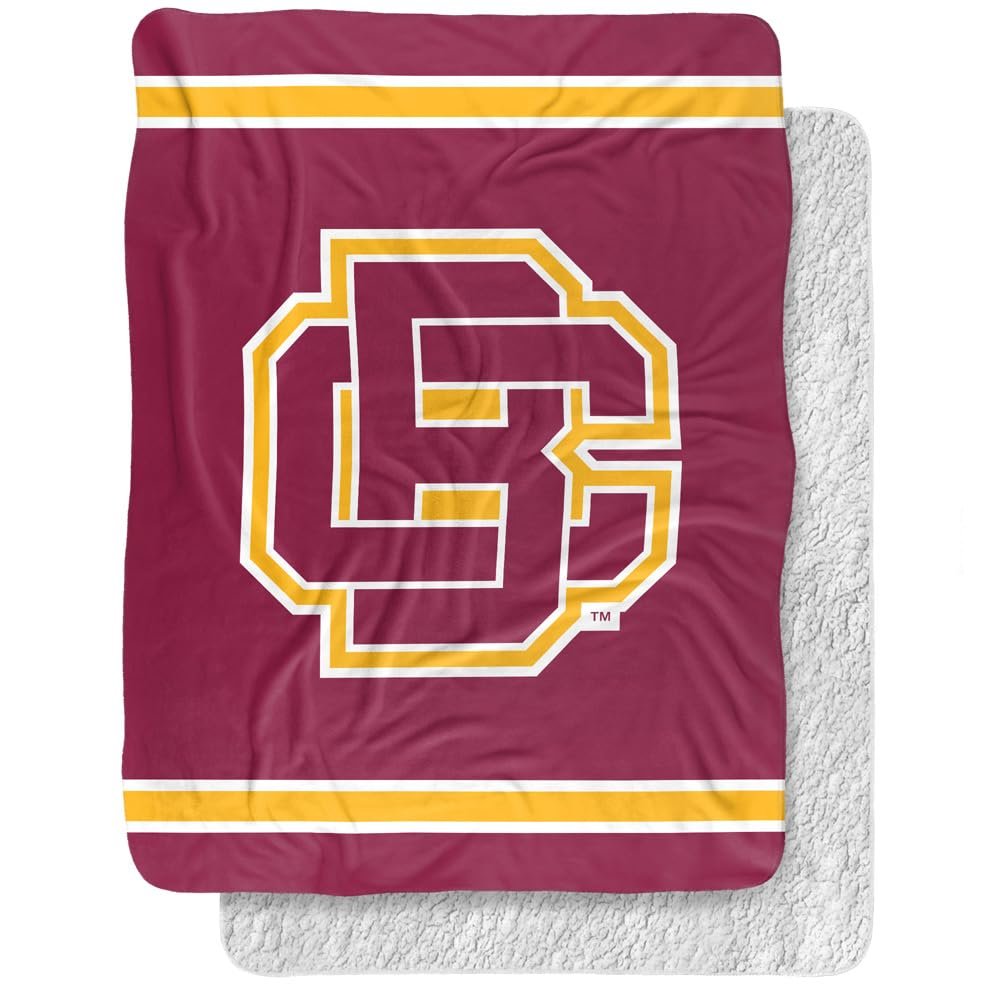 Bethune-Cookman University Blanket, 60"x80" Primary Logo Stripes Silky Touch Sherpa Back Super Soft Throw Blanket