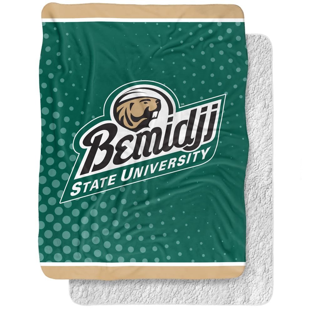 Bemidji State University Blanket, 60"x80" Logo Dots, Silky Touch Sherpa Back Super Soft Throw Blanket