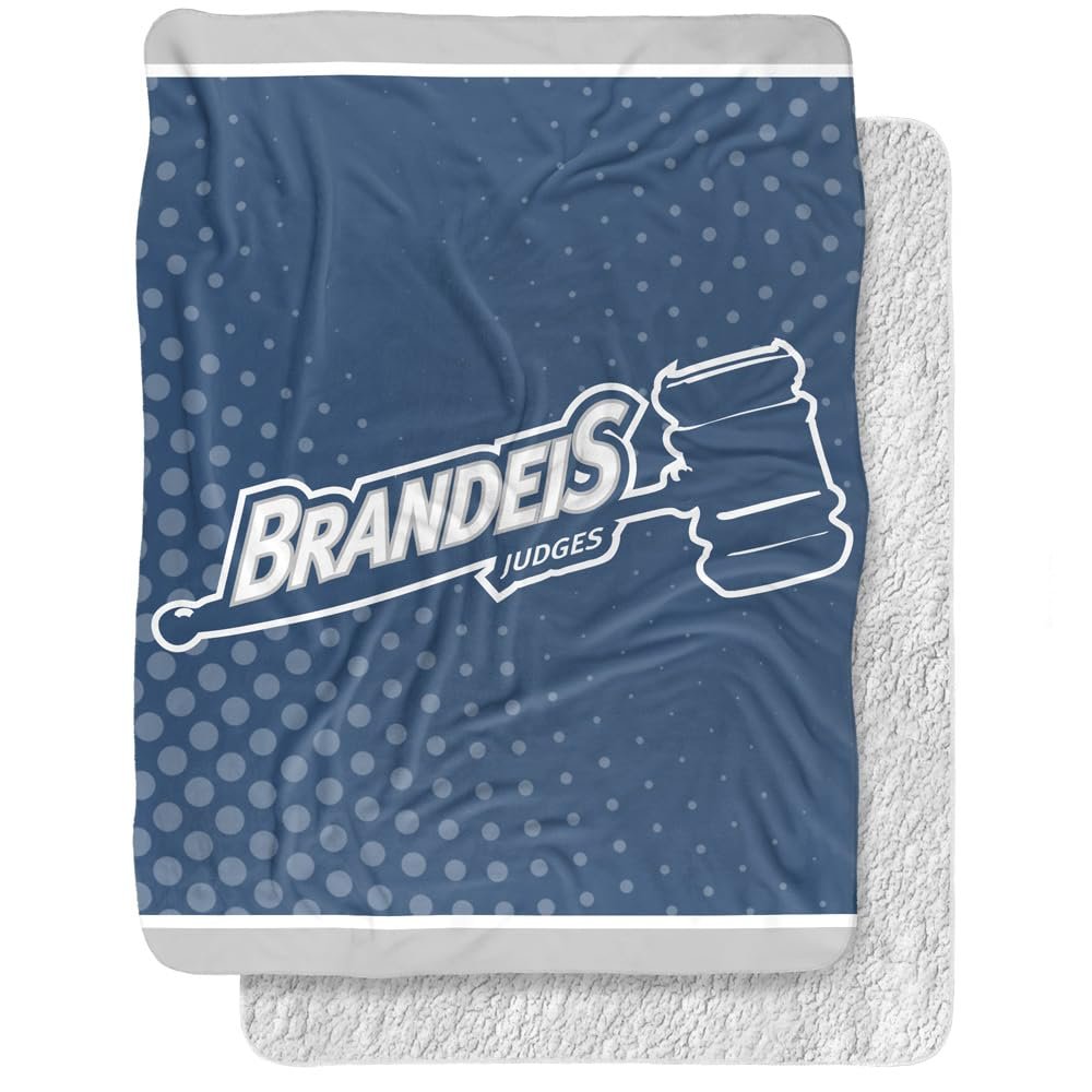 Brandeis University Blanket, 60"x80" Logo Dots Silky Touch Sherpa Back Super Soft Throw Blanket