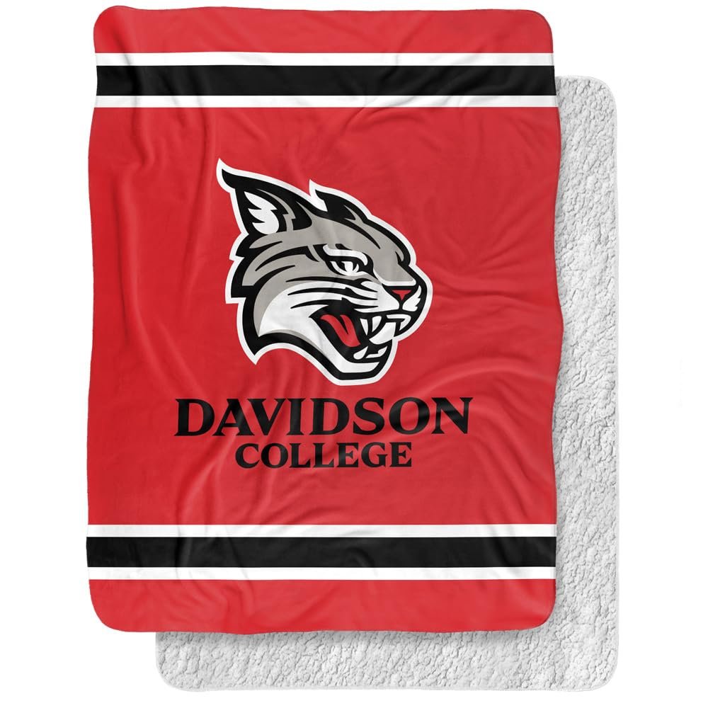 Davidson College Blanket, 60"x80" Primary Logo, Silky Touch Sherpa Back Super Soft Throw Blanket