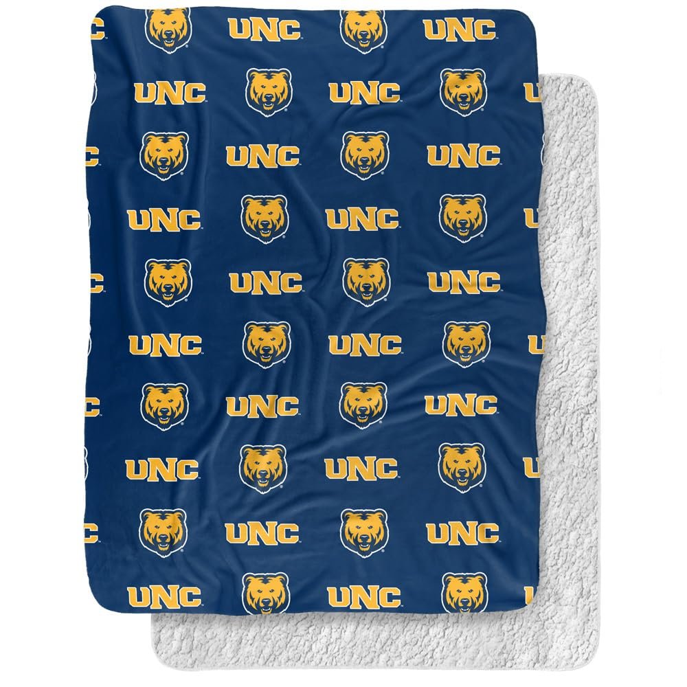 University of Northern Colorado Blanket, 60"x80" Logo Pattern Silky Touch Sherpa Back Super Soft Throw Blanket