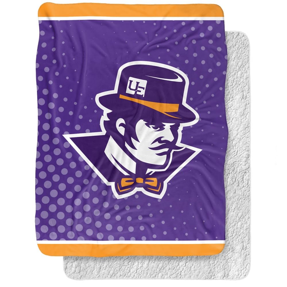 University of Evansville Blanket, 60"x80" Logo Dots Silky Touch Sherpa Back Super Soft Throw Blanket