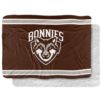 St. Bonaventure University Blanket, 60"x80" Primary Logo Stripes Silky Touch Sherpa Back Super Soft Throw Blanket