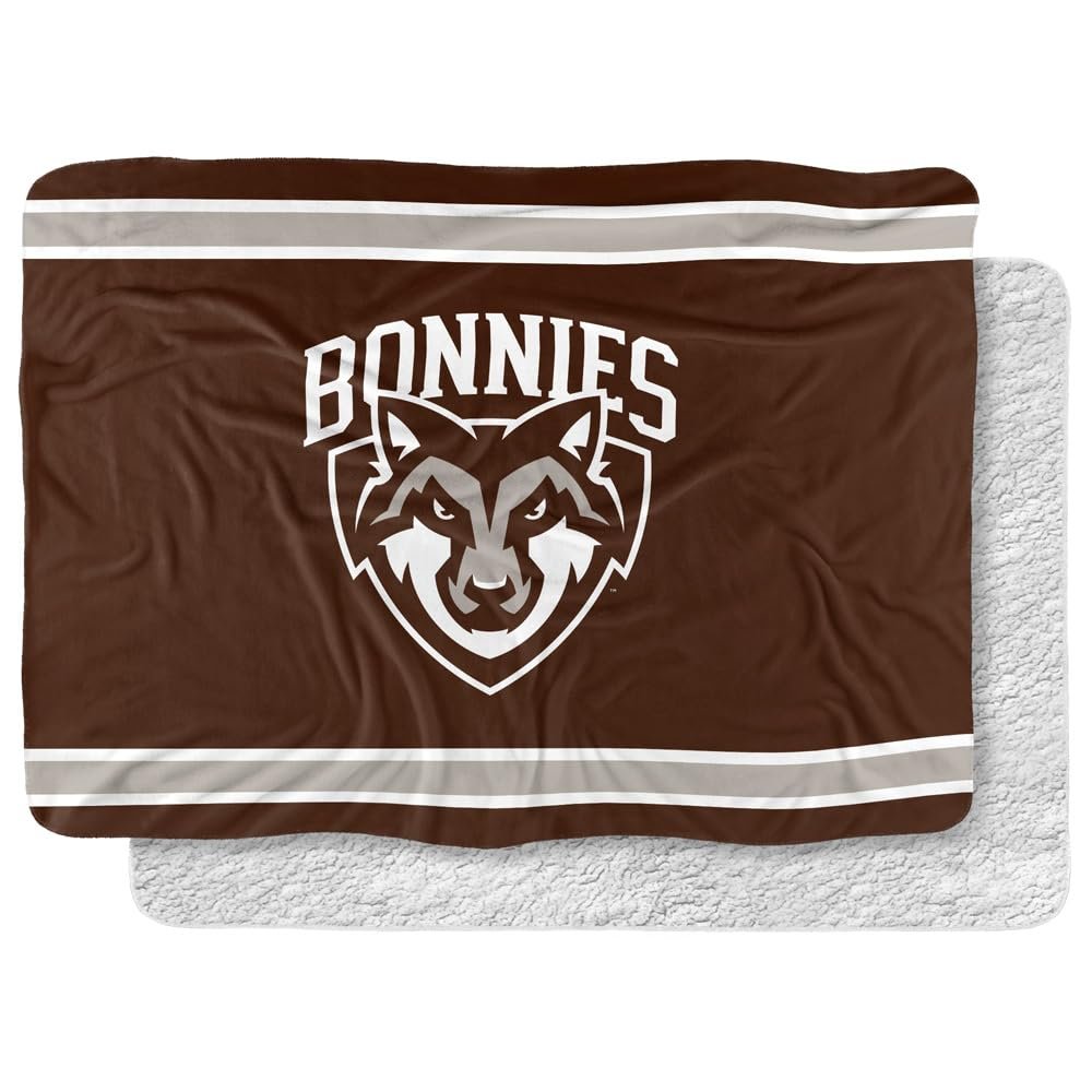 St. Bonaventure University Blanket, 60"x80" Primary Logo Stripes Silky Touch Sherpa Back Super Soft Throw Blanket