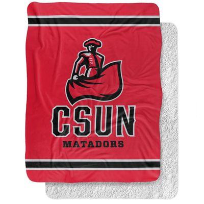 California State University Northridge Blanket, 60"x80" Primary Logo Stripes Silky Touch Sherpa Back Super Soft Throw Blanket