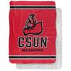 California State University Northridge Blanket, 60"x80" Primary Logo Stripes Silky Touch Sherpa Back Super Soft Throw Blanket