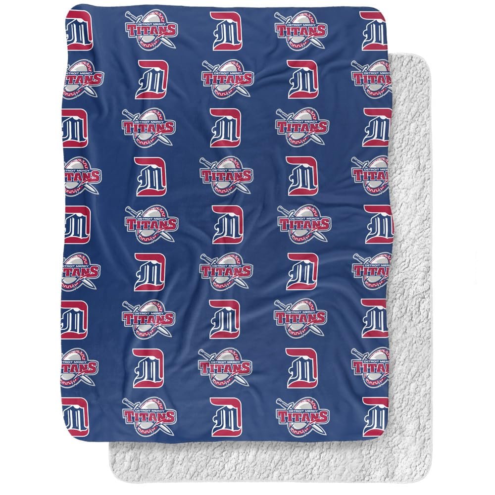 University of Detroit Mercy Blanket, 60"x80" Logo Pattern, Silky Touch Sherpa Back Super Soft Throw Blanket