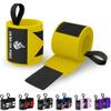 TECEUM Weightlifting Wrist Wraps with Thumb Loop Yellow Arms on Fire 18 inch Heavy-Duty Workout Wrist Support & Protection Ideal for Powerlifting, Strength Training, Bodybuilding view 1