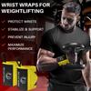 TECEUM Weightlifting Wrist Wraps with Thumb Loop Yellow Arms on Fire 18 inch Heavy-Duty Workout Wrist Support & Protection Ideal for Powerlifting, Strength Training, Bodybuilding view 2