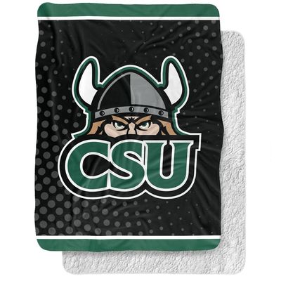 Cleveland State University Blanket, 60"x80" Logo Dots Silky Touch Sherpa Back Super Soft Throw Blanket