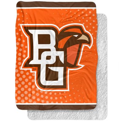 Bowling Green State University Blanket, 60"x80" Logo Dots Silky Touch Sherpa Back Super Soft Throw Blanket