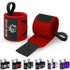 TECEUM Weightlifting Wrist Wraps with Thumb Loop  Red  Beast Mode  12 inch  Heavy-Duty Workout Wrist Support & Protection  Ideal for Powerlifting, Strength Training, Bodybuilding view 1