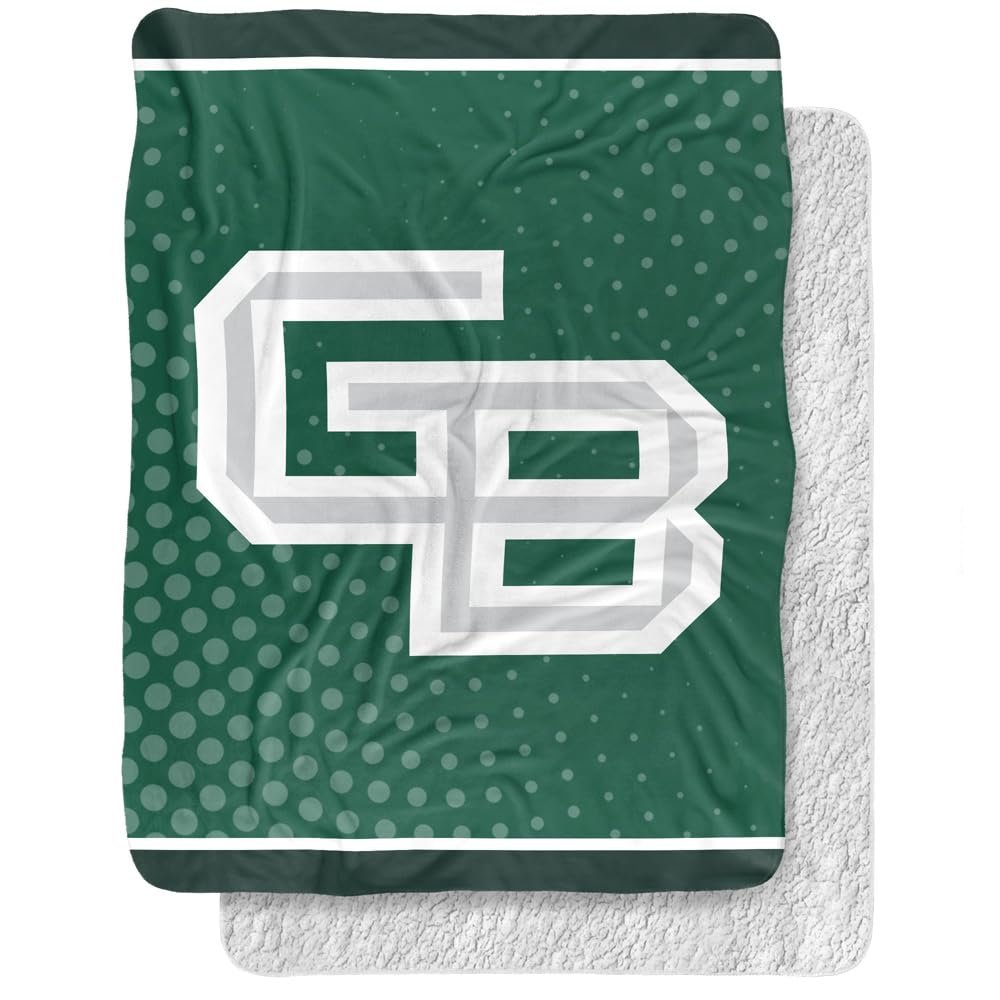 University of Wisconsin Green Bay Blanket, 60"x80" Logo Dots Silky Touch Sherpa Back Super Soft Throw Blanket