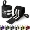 TECEUM Weightlifting Wrist Wraps with Thumb Loop Black and White Grizzly 18 inch Heavy-Duty Workout Wrist Support & Protection Ideal for Powerlifting, Strength Training, Bodybuilding