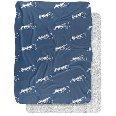 Brandeis University Blanket, 60"x80" Logo Pattern Silky Touch Sherpa Back Super Soft Throw Blanket