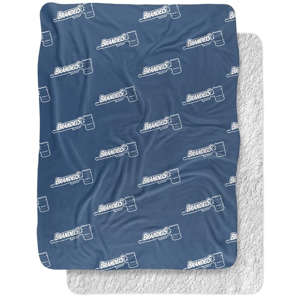 Brandeis University Blanket, 60"x80" Logo Pattern Silky Touch Sherpa Back Super Soft Throw Blanket
