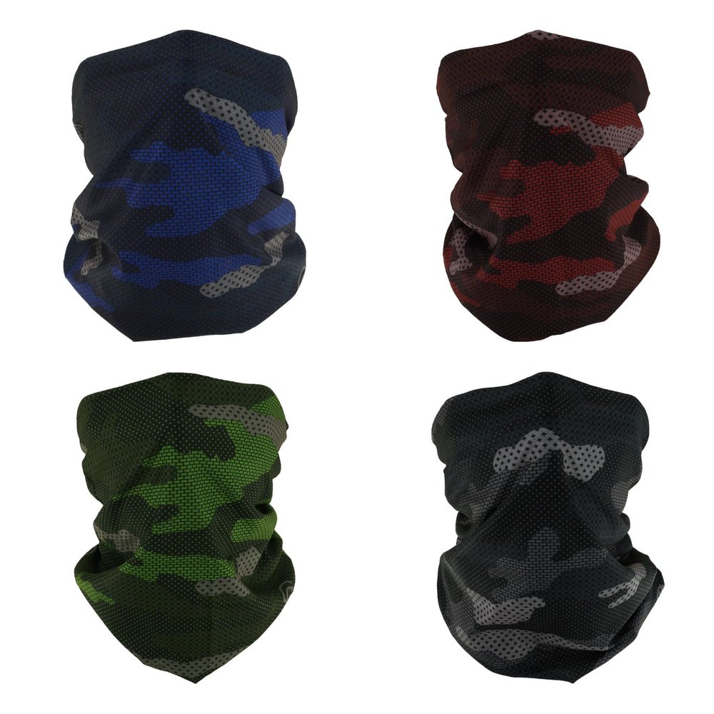 SMEHCF 4 Multipurpose Bandanas for Women Men Headband Balaclava Hair Head Scarf Face Half Airsoft Paintball Mask Neck Gaiters Breathable Reusable Washable Red Blue Green Black Gray Camo Polka Dots