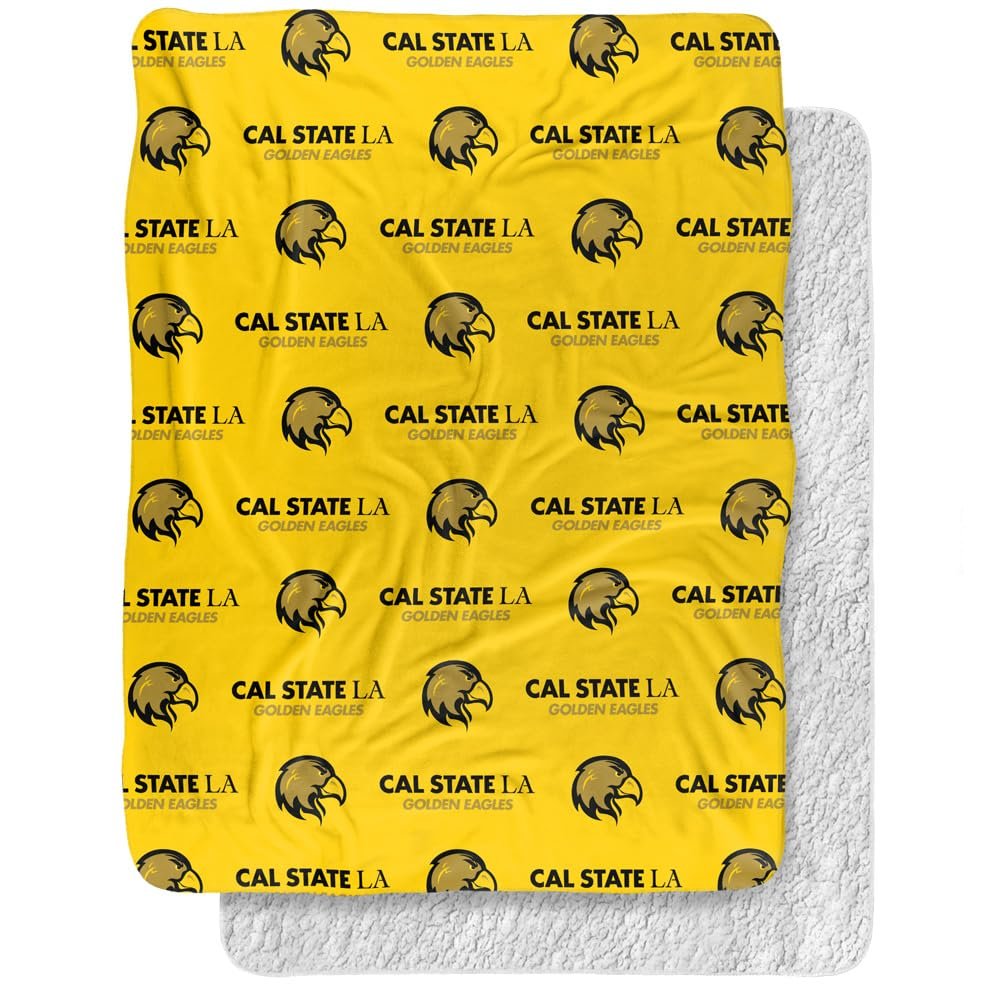 California State University Los Angeles Blanket, 60"x80" Logo Pattern Silky Touch Sherpa Back Super Soft Throw Blanket