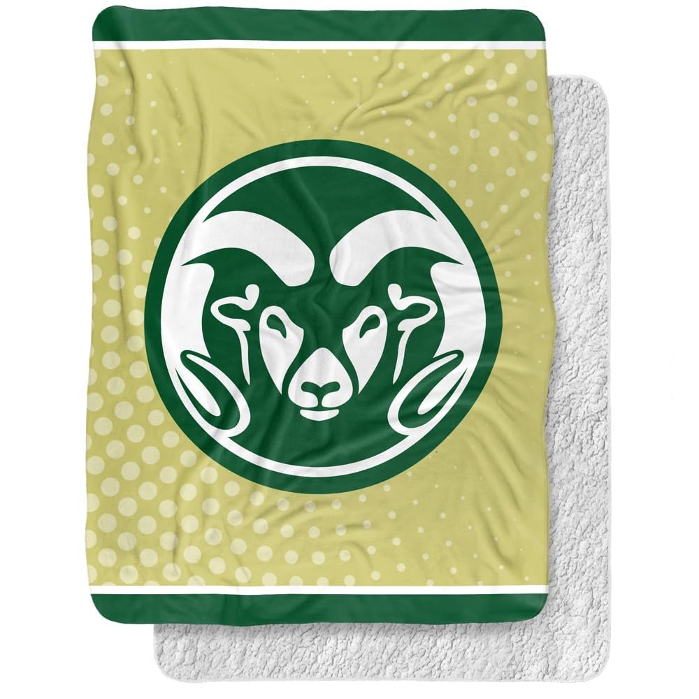 Colorado State University Blanket, 60"x80" Logo Dots Silky Touch Sherpa Back Super Soft Throw Blanket