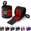 TECEUM Weightlifting Wrist Wraps with Thumb Loop  Black and Red  Beast Mode  12 inch  Heavy-Duty Workout Wrist Support & Protection  Ideal for Powerlifting, Strength Training, Bodybuilding view 1