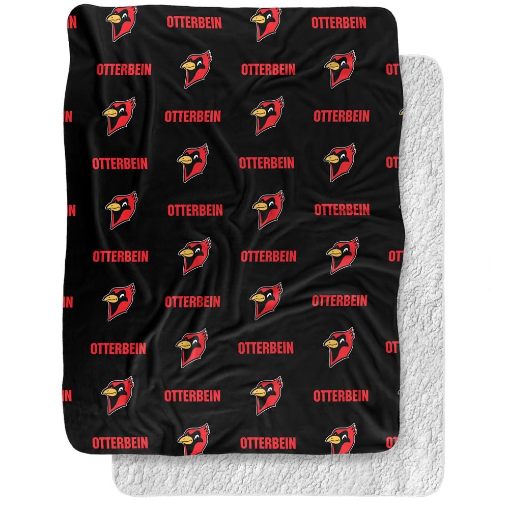 Otterbein University Blanket, 60"x80" Logo Pattern,Silky Touch Sherpa Back Super Soft Throw Blanket