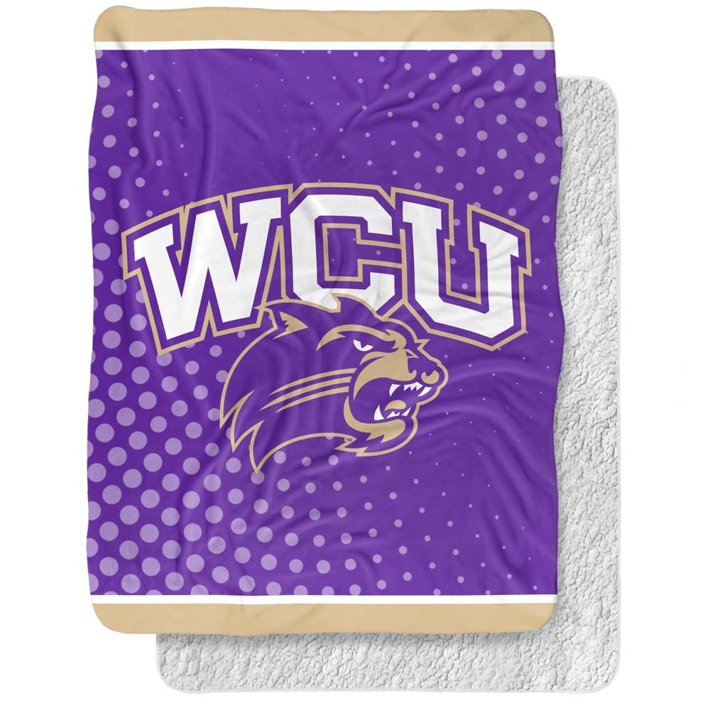 Western Carolina University Blanket, 60"x80" Logo Dots Silky Touch Sherpa Back Super Soft Throw Blanket