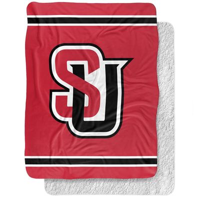 Seattle University Blanket, 60"x80" Primary Logo Stripes Silky Touch Sherpa Back Super Soft Throw Blanket
