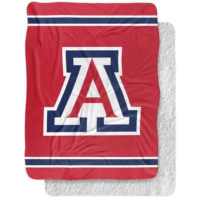 University of Arizona Blanket, 60"x80" Primary Logo Stripes Silky Touch Sherpa Back Super Soft Throw Blanket